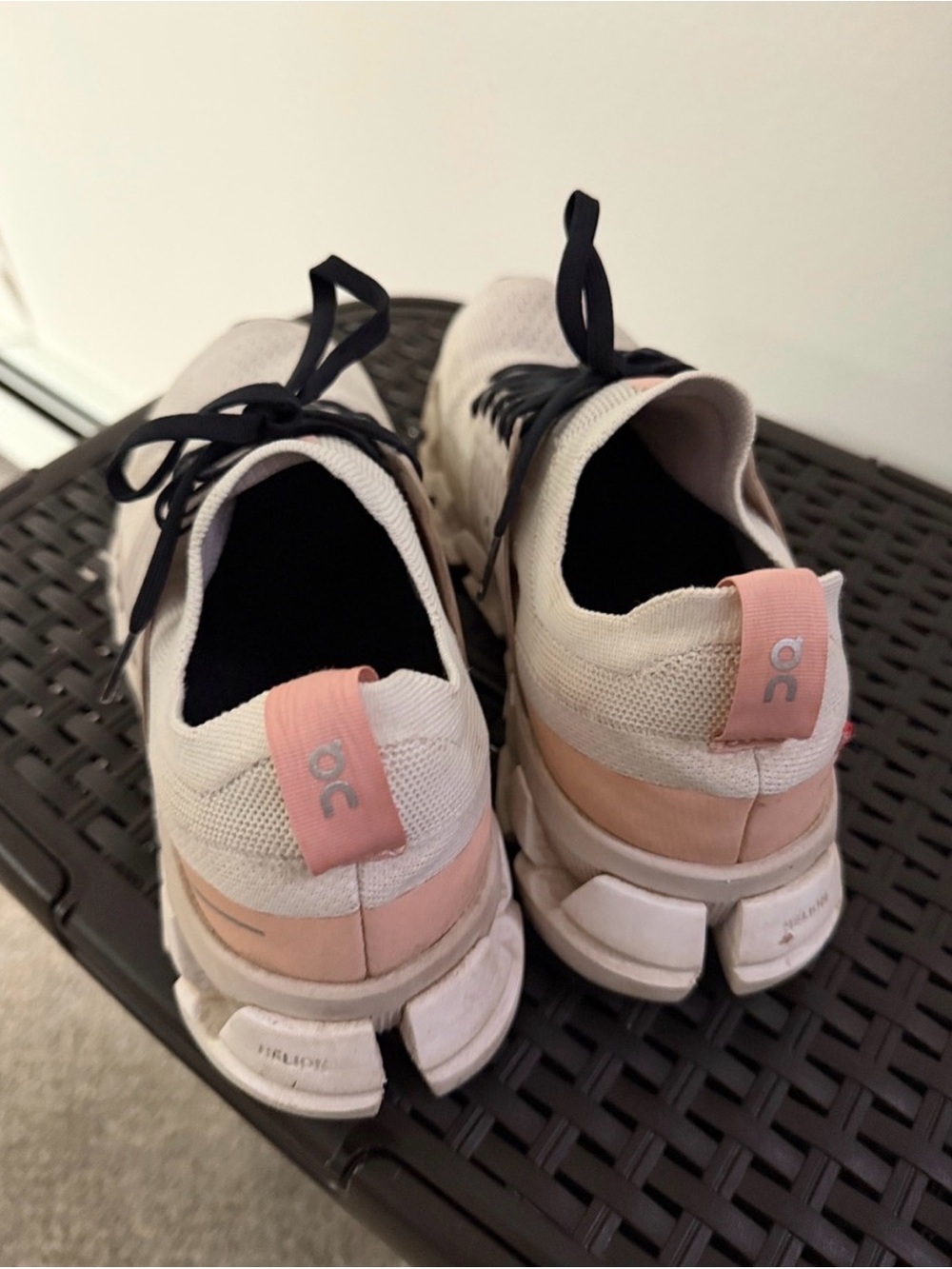 Light Pink Knit Athletic Sneakers with Black Laces - Picture 3 of 4